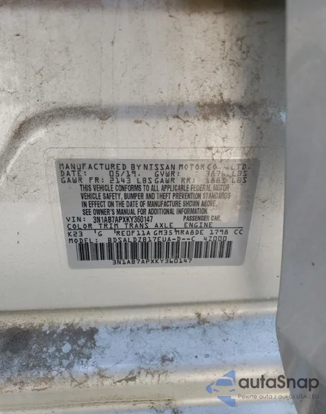 2019 Nissan Sentra S from USA, damaged, VIN 3N1AB7APXKY360147
